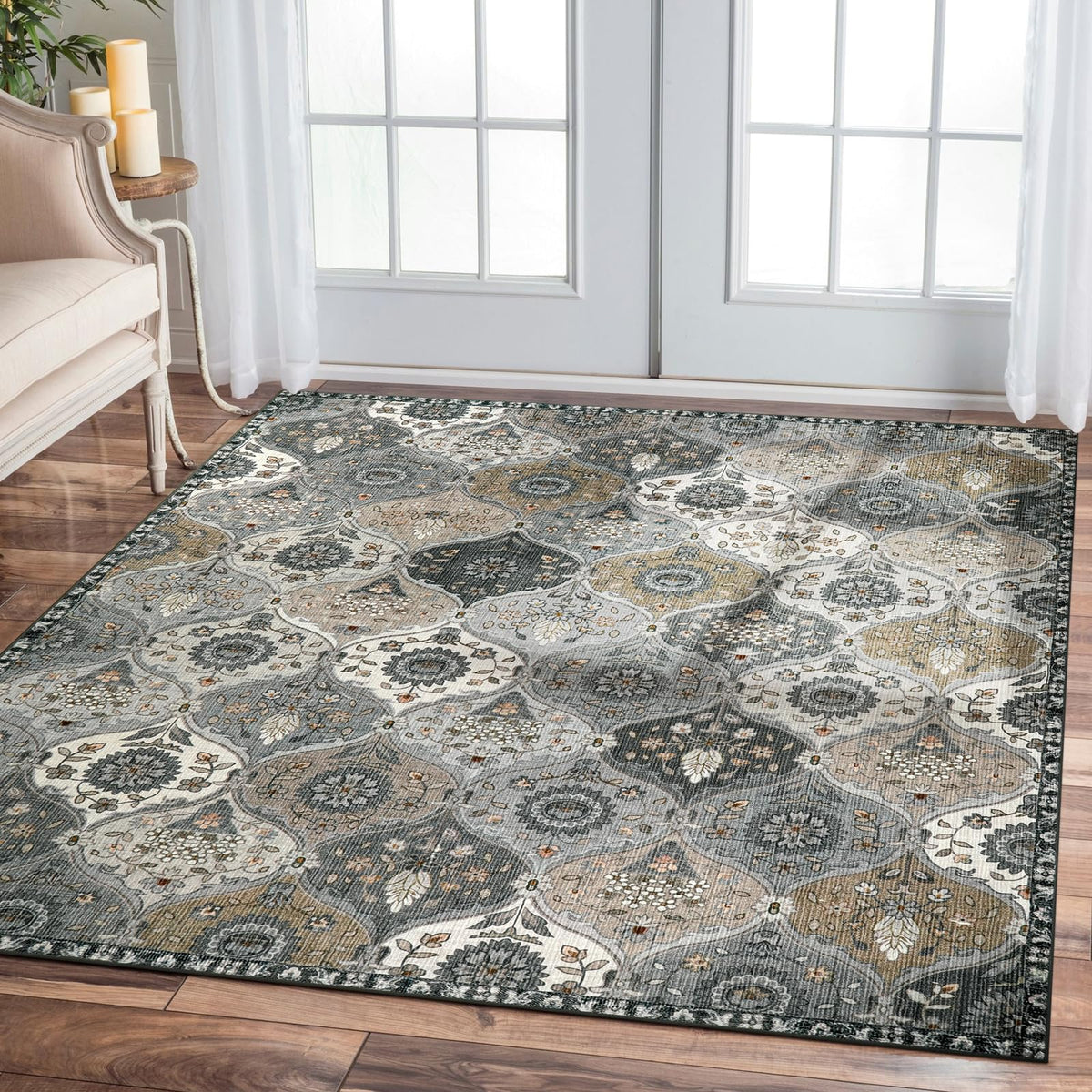 Lahome Moroccan Machine Washable Rugs for Living Room, 4x6 Rug for Bedroom