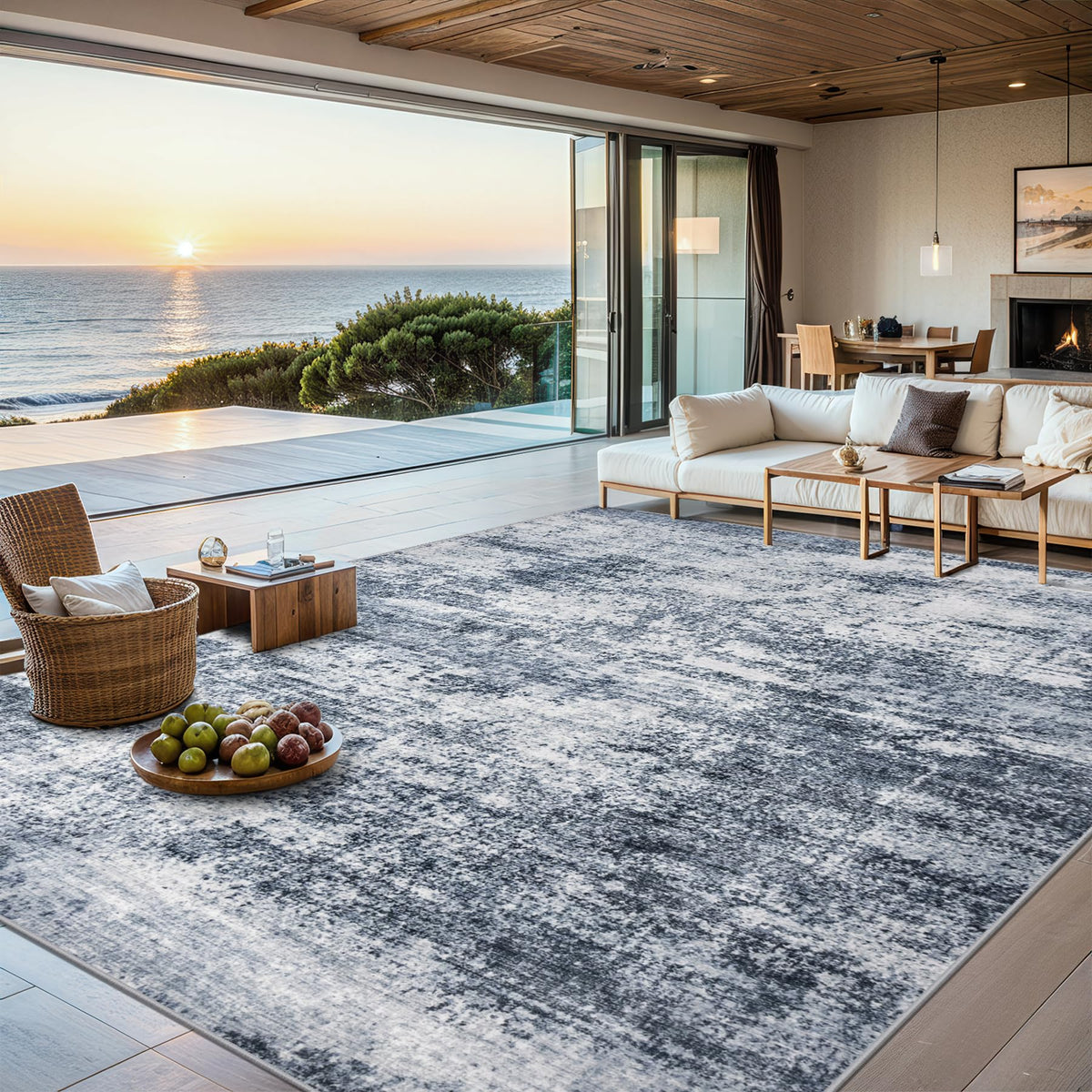 PLHXFR 8x10 Area Rug Living Room: Modern Abstract Washable Carpet Multi