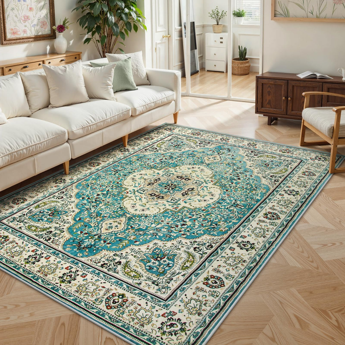 Lahome Felice Boho Tribal 2x3 Washable Small Rugs for Entryway Doormat Indoor Entrance, Throw Rugs with Rubber Backing, Bohemian Soft Non-Slip Bathroom Carpet for Bath Front Door Kitchen Floor