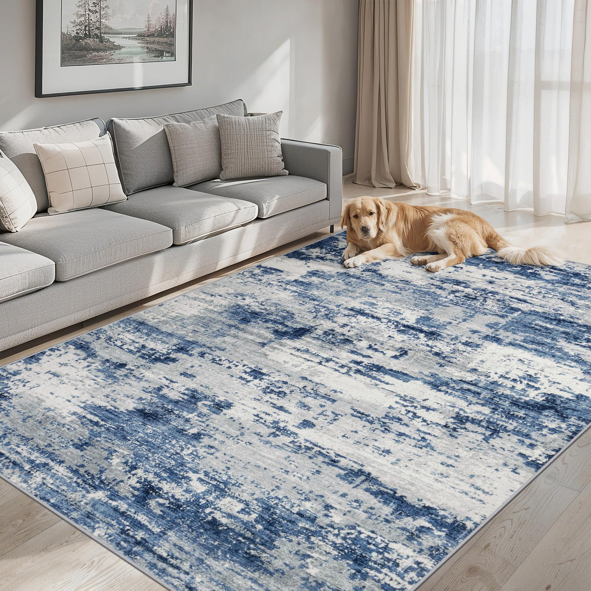 PLHXFR 8x10 Area Rug Living Room: Modern Abstract Washable Carpet Multi