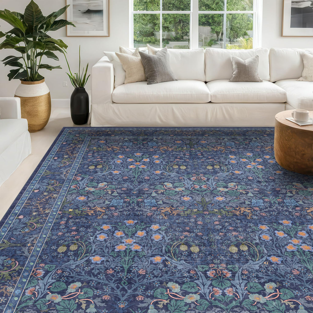 Vintage Floral Dark Green 3x5 Area Rugs for Entryway, Kitchen, Bedroom Beside Rug, Laundry Room, Non-Slip Low Pile Ultra Soft Stain Resistant Small Carpet