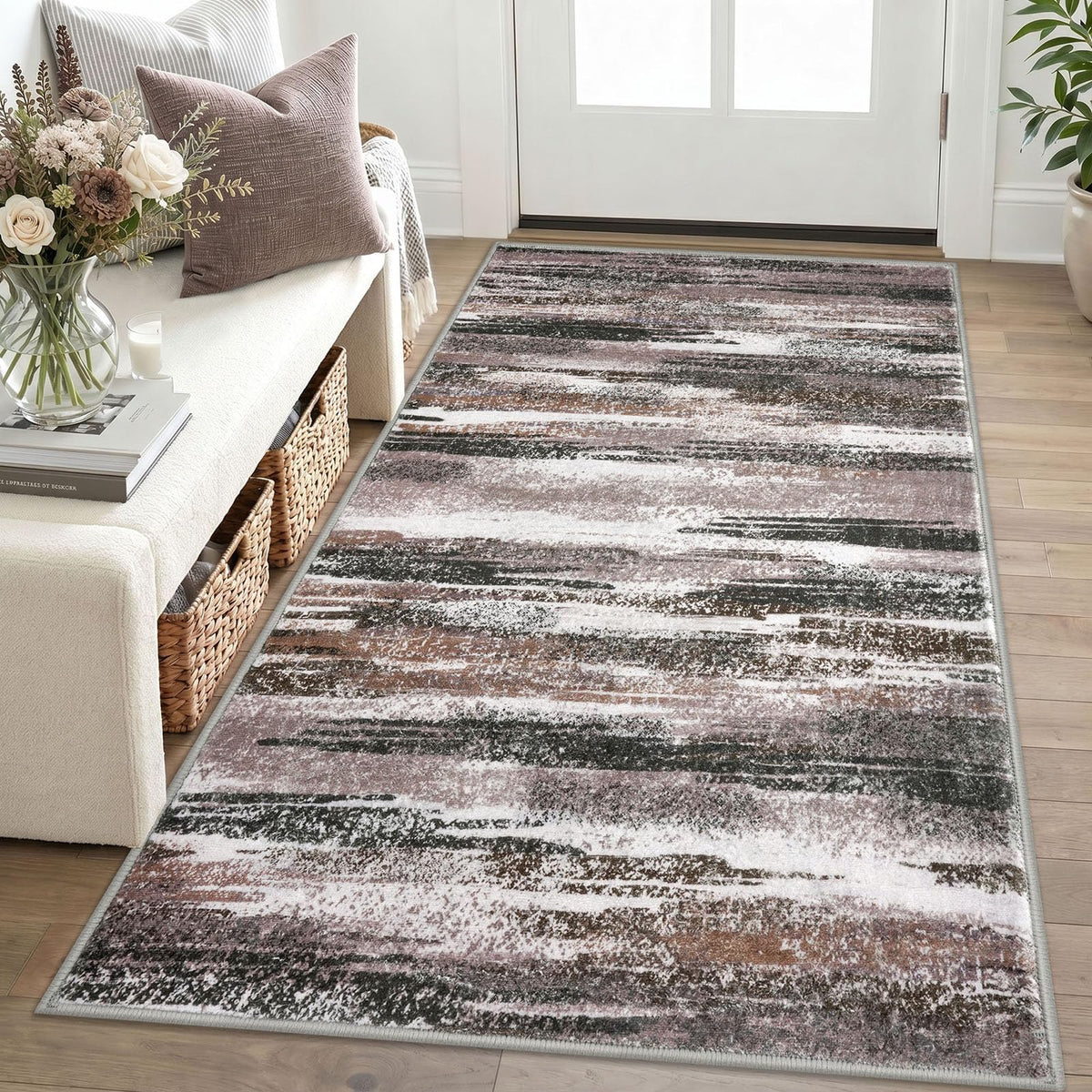 Lansny Abstract 2x3 Area Rug Small Washable Entryway Rug Non Slip Door Mat
