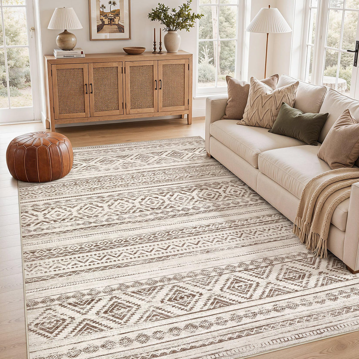 cotiled Boho 5x7 Area Rugs for Living Room: Soft Moroccan Washable Rug