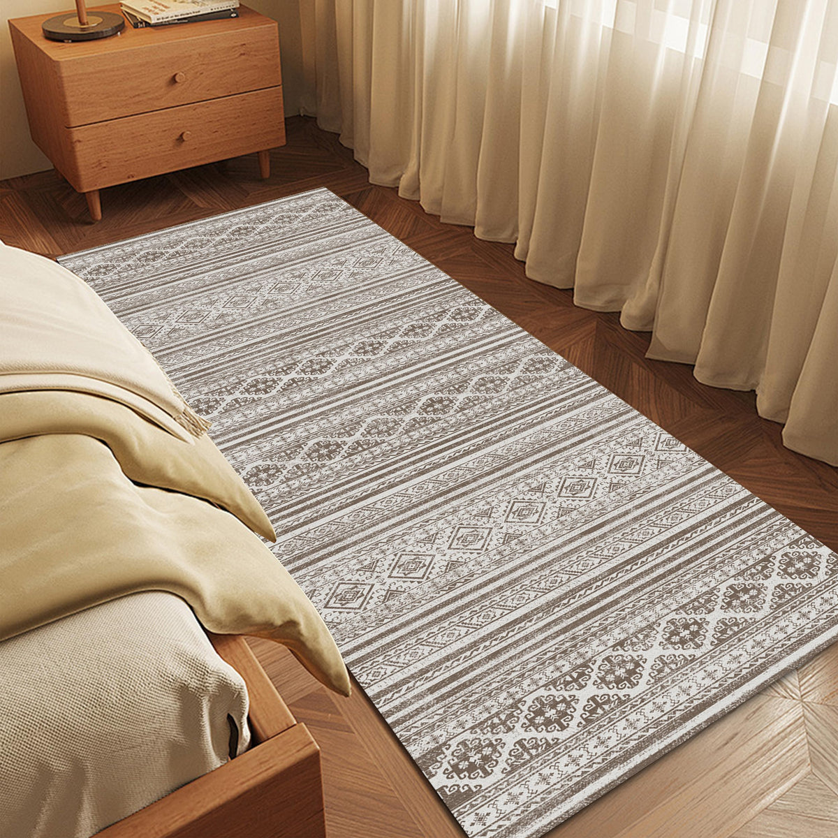 RUGSURE Washable Area Rugs - Perfect for Living Room, Bedroom, Kids Room, Nursery - Stain & Water Resistant Non-Slip, Pet & Child Friendly, Vintage Tribal Area Rugs (Green, 5' x 7')