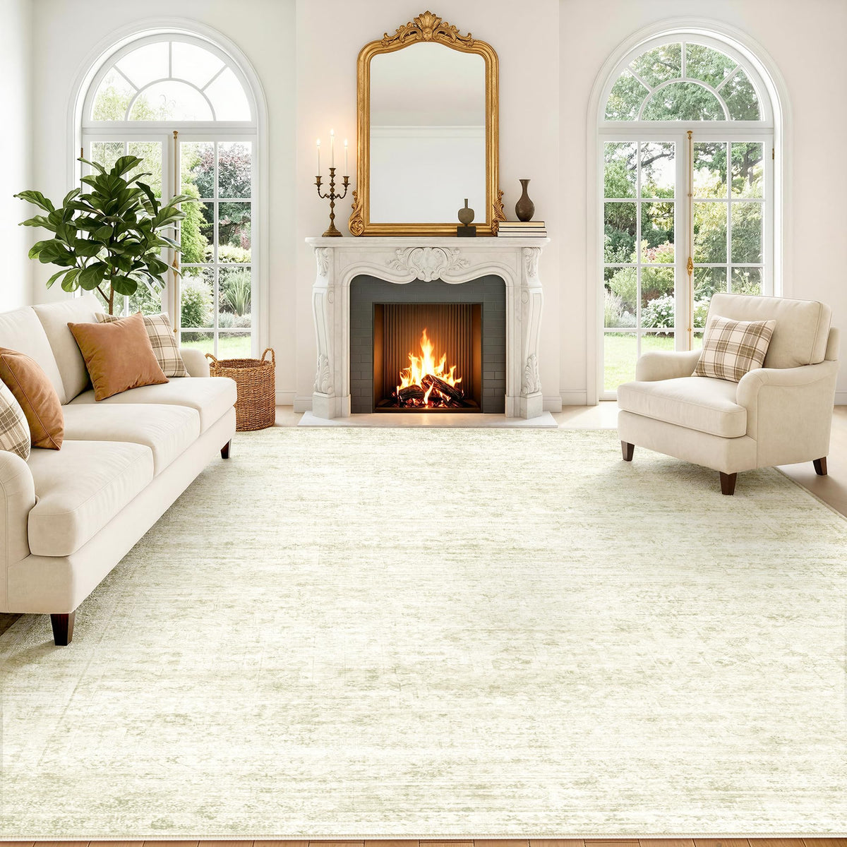 LIVELYGLOW 5x7 Washable Vintage Area Rug, Bedroom Dorm Rug