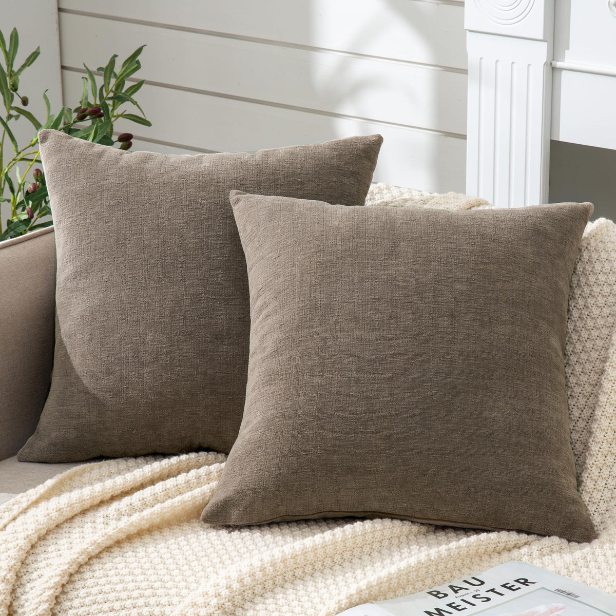 GAWAMAY Decorative Throw Pillow Covers 16x16 Inch Set of 2, Super Soft Chenille Square Pillows Farmhouse Fall Pillowcase for Living Room Bedroom Sofa Couch Cushion Cover Navy Blue 40x40cm