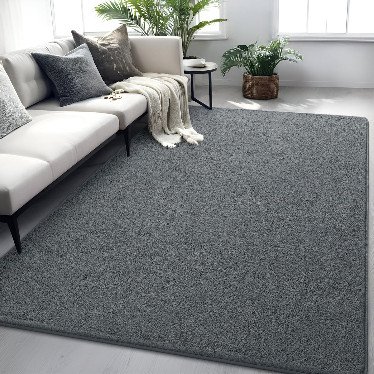 5x7 Black Area Rug Modern Aesthetic Minimalist