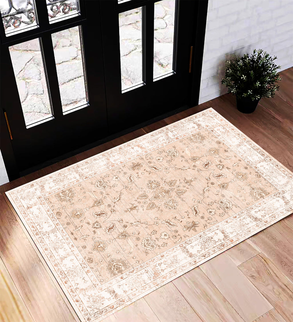 CHAMPLANT 6'x9' Washable Vintage Area Rug Boho Chic Medallion Distressed Design Non-Shedding Easy Care Ideal for High Traffic Areas in Living Room Bedroom Kitchen Office Large Carpet