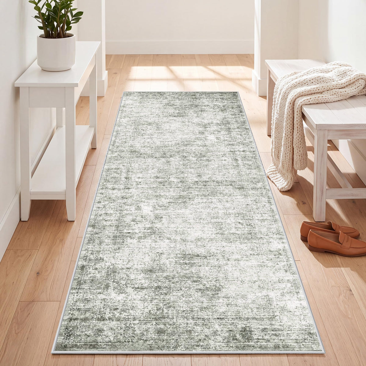 LIVELYGLOW 5x7 Washable Vintage Area Rug, Bedroom Dorm Rug