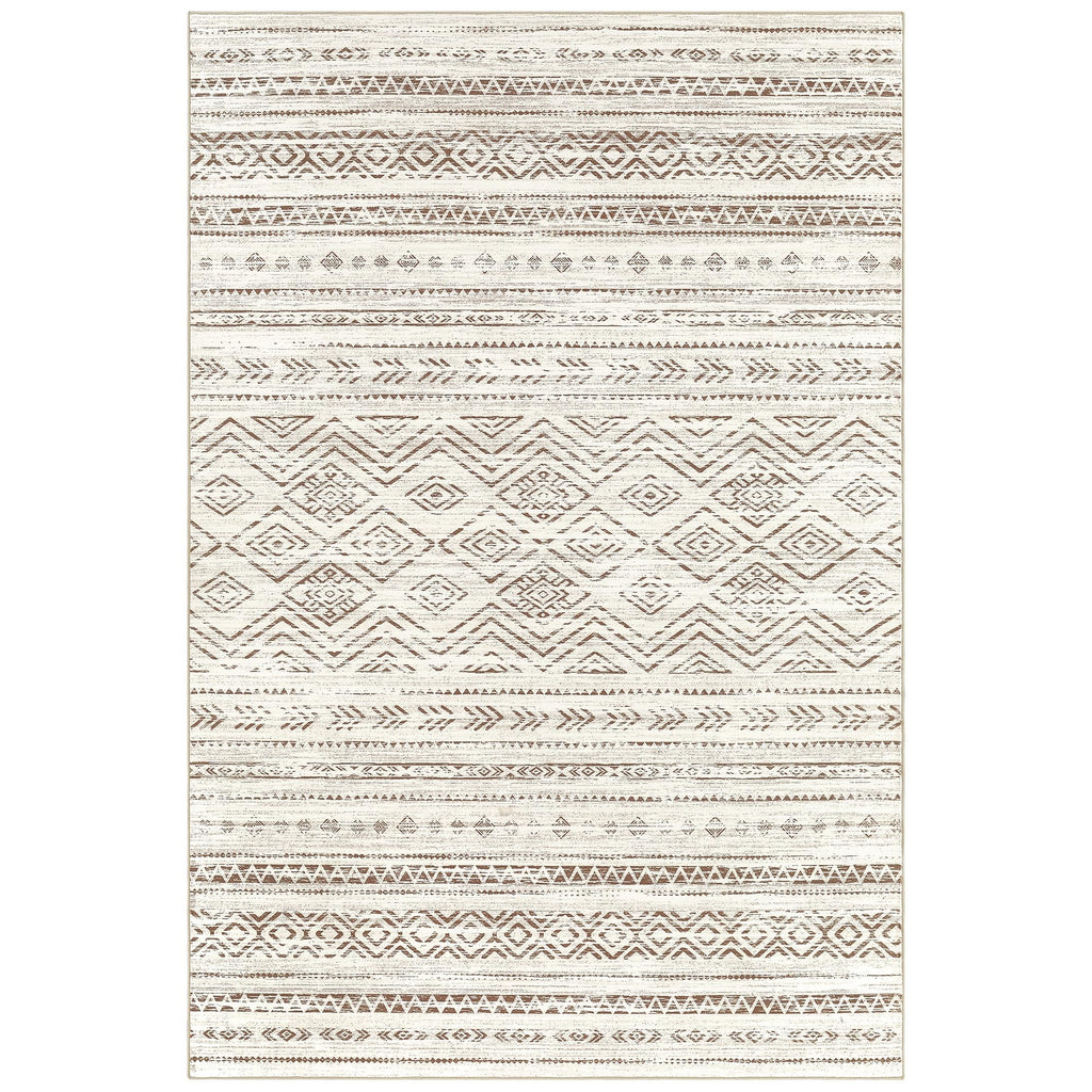 Tortania Area Rug Living Room Rugs - 5x7 Washable Large Soft Neutral Boho Moroccan Bohemian Farmhouse Rug Indoor Floor Carpet for Bedroom Under Dining Table Home Office Decor - Cream Brown