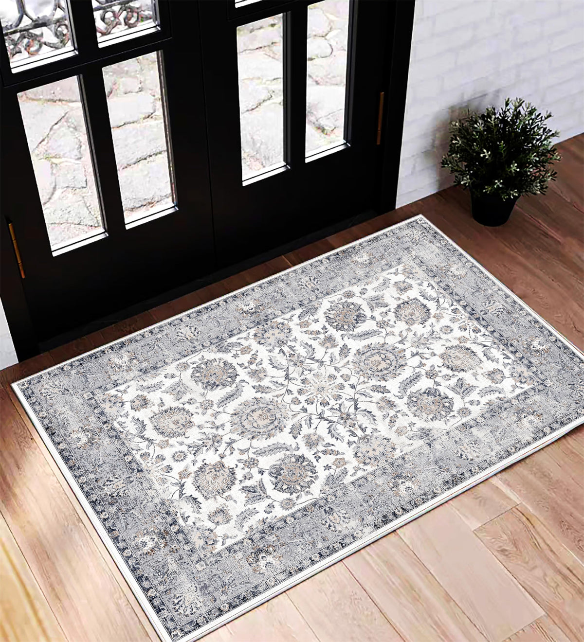 CHAMPLANT 6'x9' Washable Vintage Area Rug Boho Chic Medallion Distressed Design Non-Shedding Easy Care Ideal for High Traffic Areas in Living Room Bedroom Kitchen Office Large Carpet