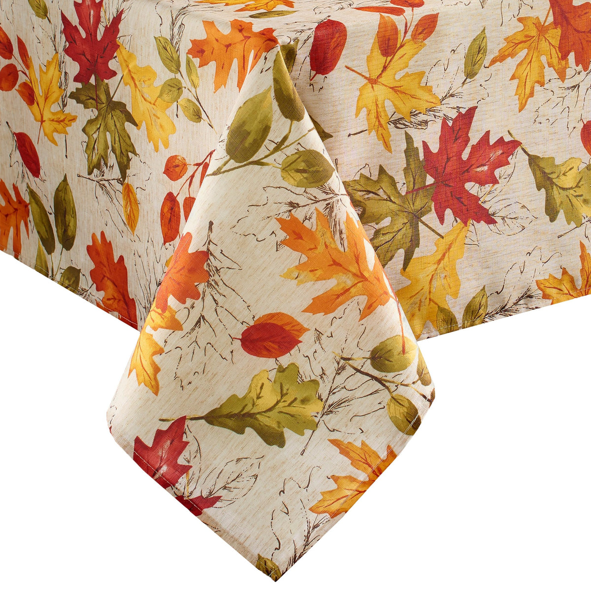 Threadmade Autumn Leaves Fall Printed Tablecloth, Multicolor - 60"W x 84"L