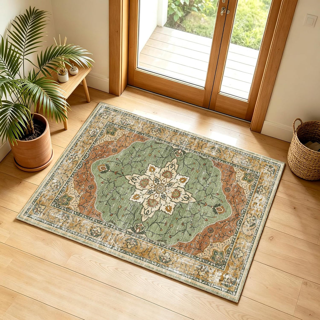 YARNSCAPE 2' x 3' Machine Washable Area Rug, Non-Slip Low-Pile Carpet