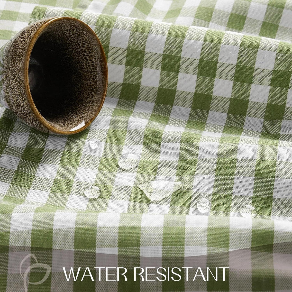 Romanstile Gingham Ruffled Tablecloth Rectangle, 60 x 84 Inch, Sage Green