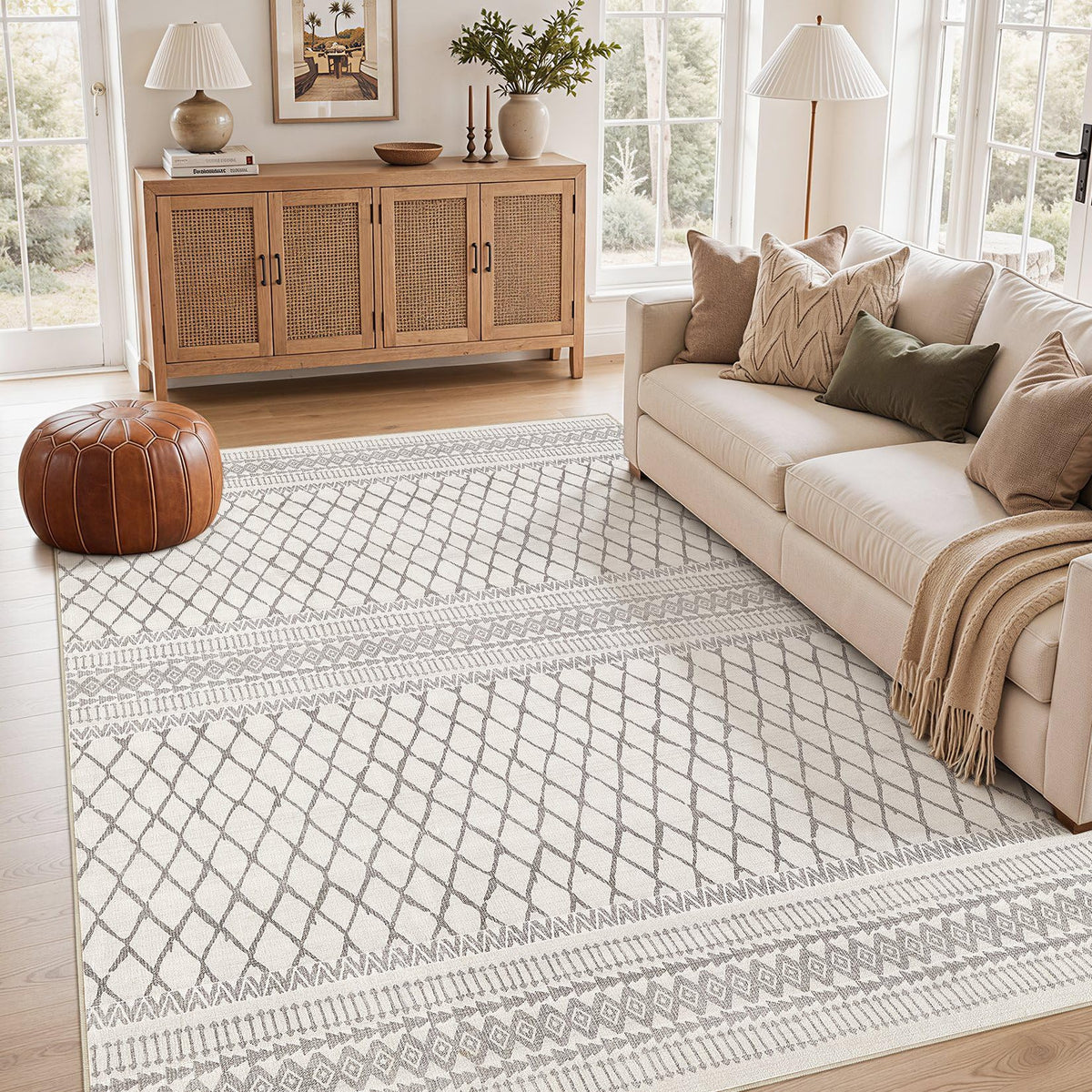cotiled Boho 5x7 Area Rugs for Living Room: Soft Moroccan Washable Rug