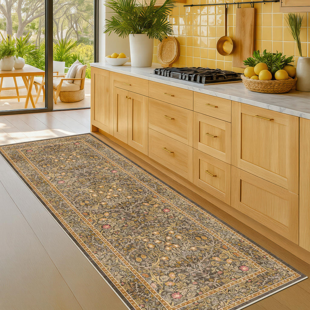 Vintage Floral Dark Green 3x5 Area Rugs for Entryway, Kitchen, Bedroom Beside Rug, Laundry Room, Non-Slip Low Pile Ultra Soft Stain Resistant Small Carpet