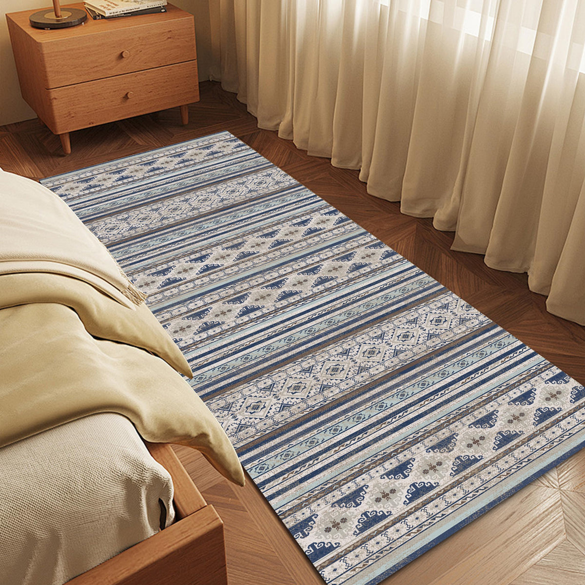 RUGSURE Washable Area Rugs - Perfect for Living Room, Bedroom, Kids Room, Nursery - Stain & Water Resistant Non-Slip, Pet & Child Friendly, Vintage Tribal Area Rugs (Green, 5' x 7')