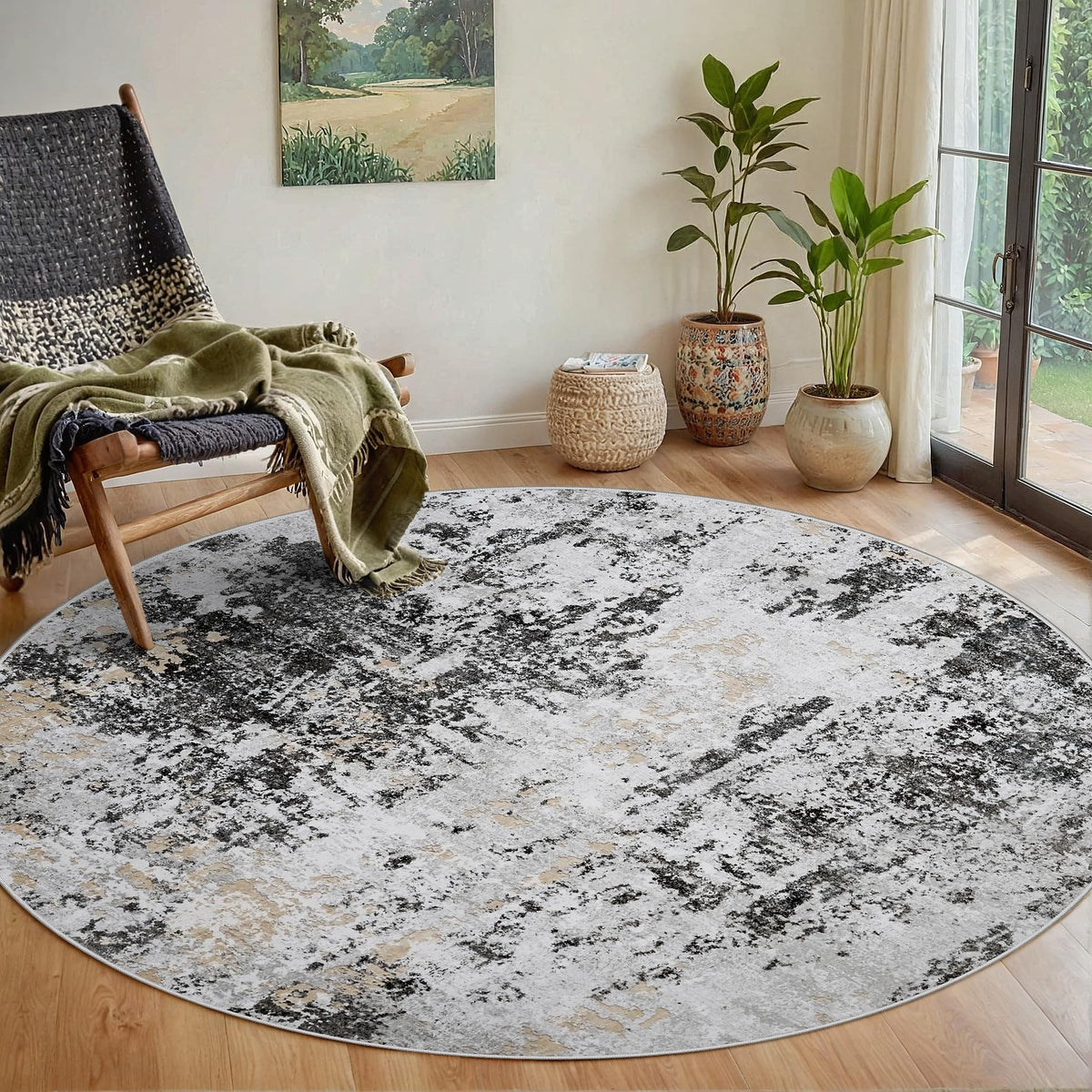 8x10 Area Rugs for Living Room Washable Bedroom Dining Room Blue Grey