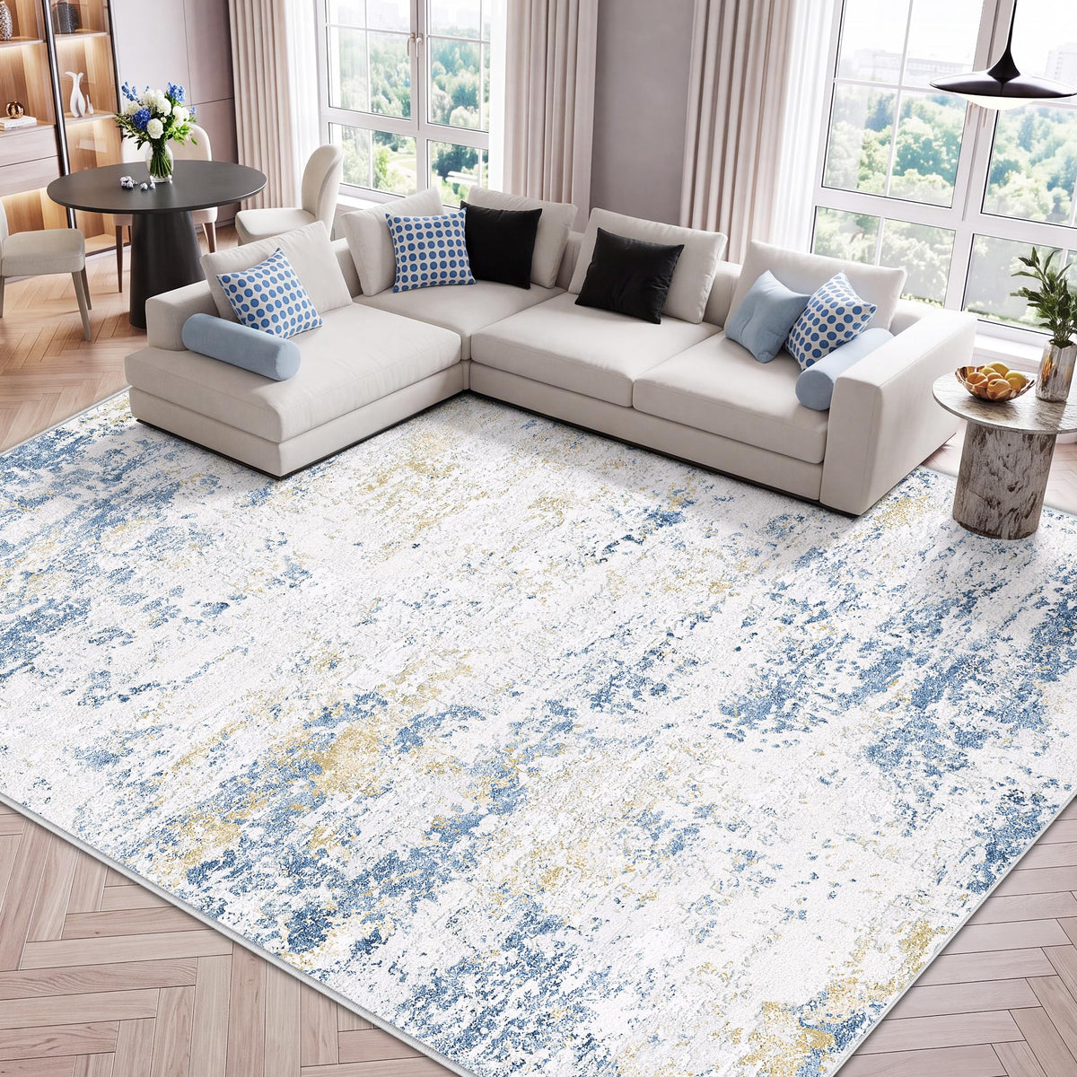 LIVELYGLOW 5x7 Washable Vintage Area Rug, Bedroom Dorm Rug