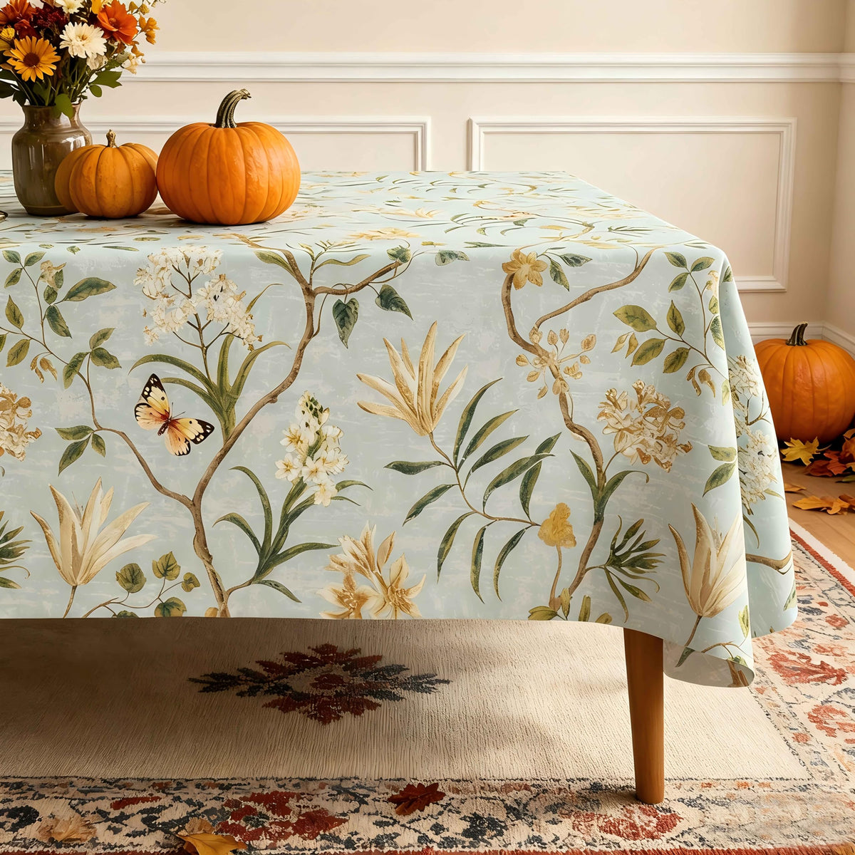 Rectangle Table Cloth,100% Waterproof Tablecloth Oil Proof Spill Proof Vinyl Table Cloth, Wipe Clean Plastic Table Cover for Dining, Camping, Indoor and Outdoor 52" x 70",Leaves