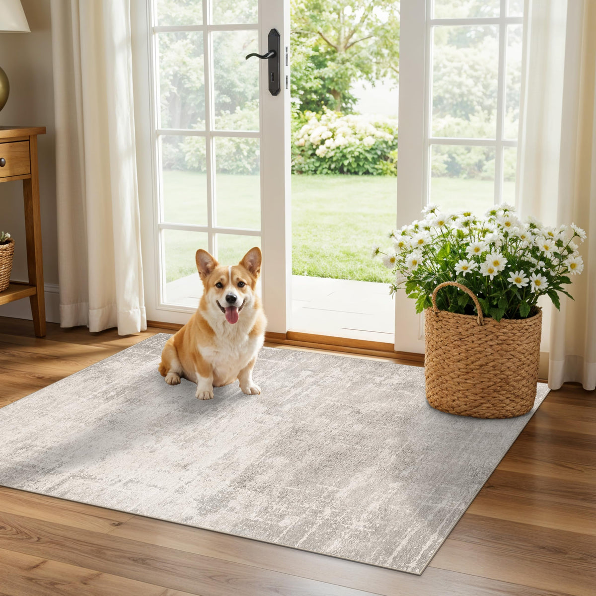 Hallway Washable Runner Rug - 2x10 Kitchen Rugs Entryway Rug Runner Vintage Soft Floor Mat Non Slip Indoor Farmhouse Carpet for Bathroom Living Room Bedroom (2 X 10, Beige)