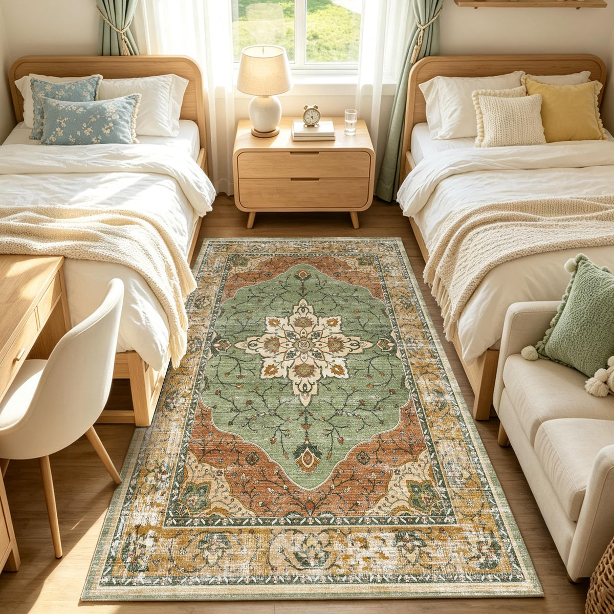 YARNSCAPE 2' x 3' Machine Washable Area Rug, Non-Slip Low-Pile Carpet