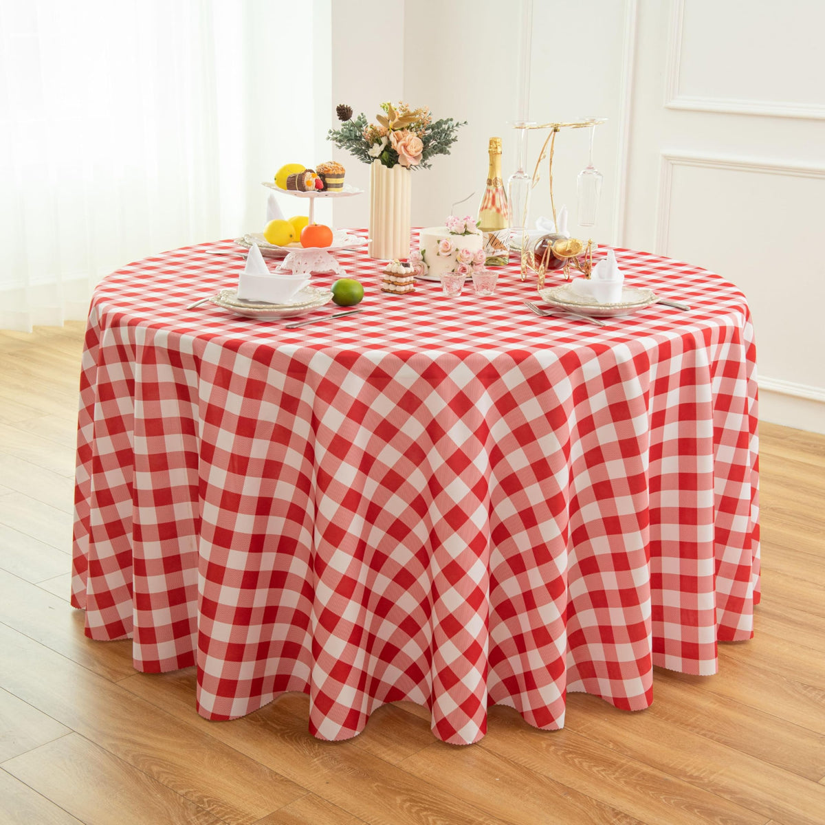Waterproof Checkered Tablecloth Fabric - Rectangle 58x84 Inch Classic Gingham Buffalo Plaid Table Cloth for Indoor/Outdoor Use - Washable Table Cover for Kitchen, BBQs, and Parties