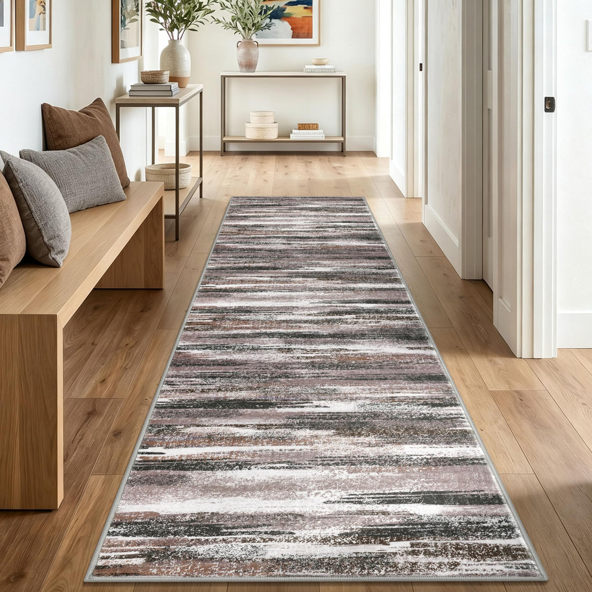 Lansny Abstract 2x3 Area Rug Small Washable Entryway Rug Non Slip Door Mat