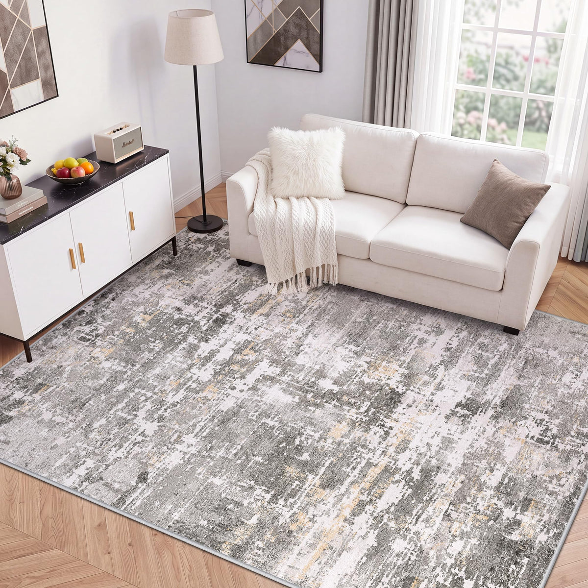 LIVELYGLOW 5x7 Washable Vintage Area Rug, Bedroom Dorm Rug