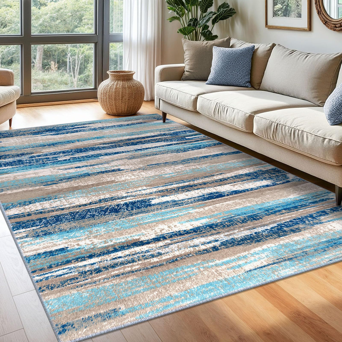 Lansny Abstract 2x3 Area Rug Small Washable Entryway Rug Non Slip Door Mat
