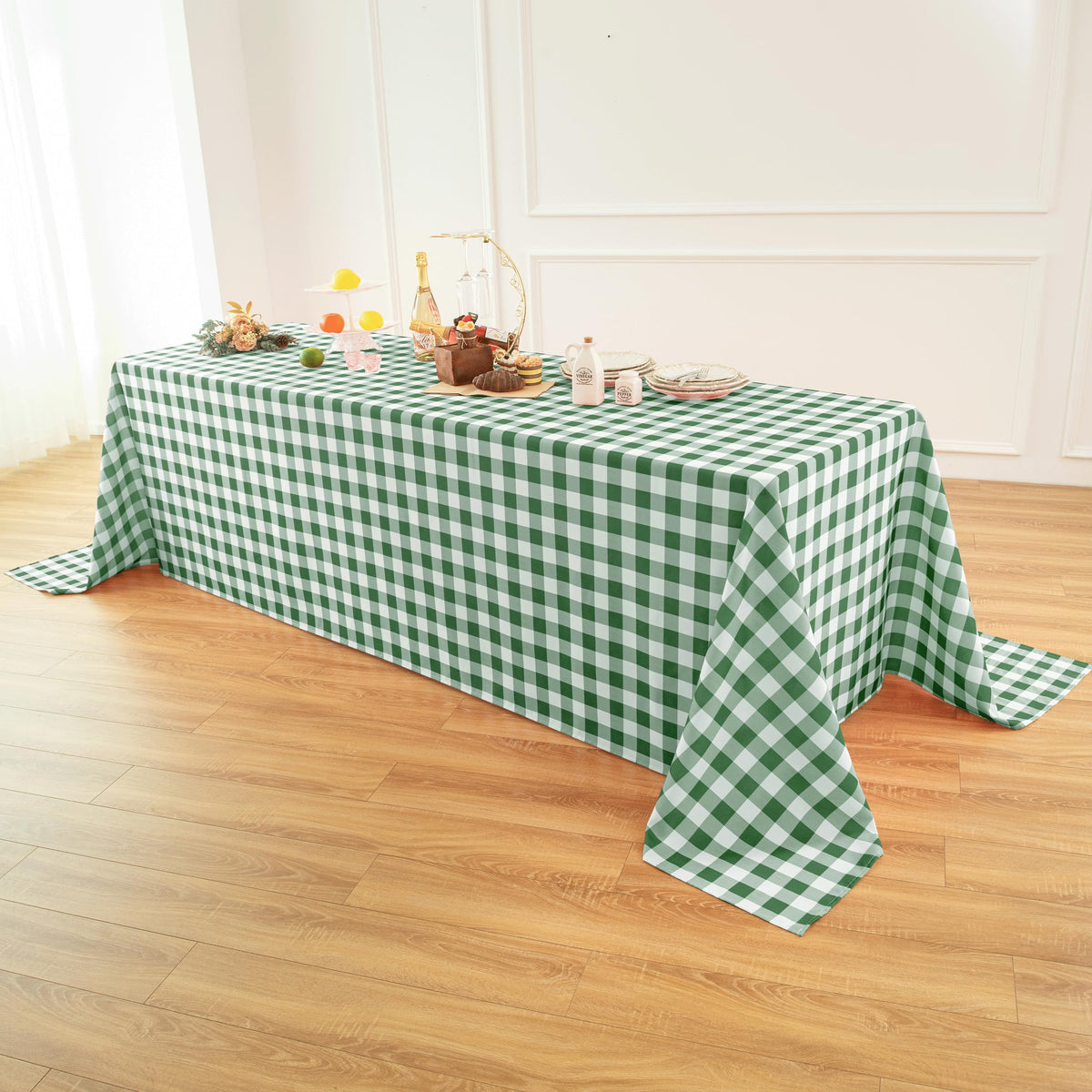 Waterproof Checkered Tablecloth Fabric - Rectangle 58x84 Inch Classic Gingham Buffalo Plaid Table Cloth for Indoor/Outdoor Use - Washable Table Cover for Kitchen, BBQs, and Parties