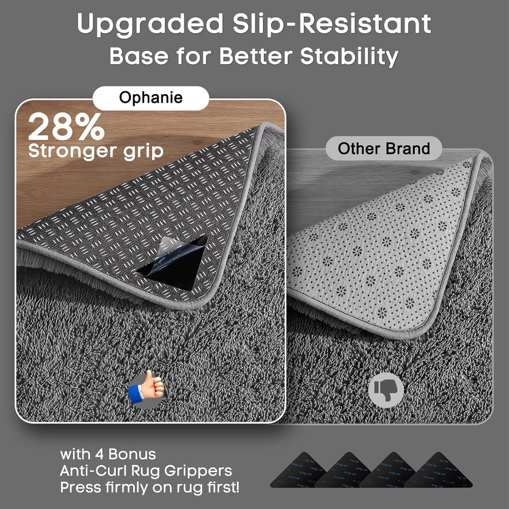 Ophanie Small Rug Upgrade Non Slip Throw Bedside Area Rugs, Fluffy Soft Grey Mini Bedroom Carpet, Affordable Door Entryway Indoor Inside Front Entrance Dog 2x3 Mat, Home Decor Aesthetic, Nursery