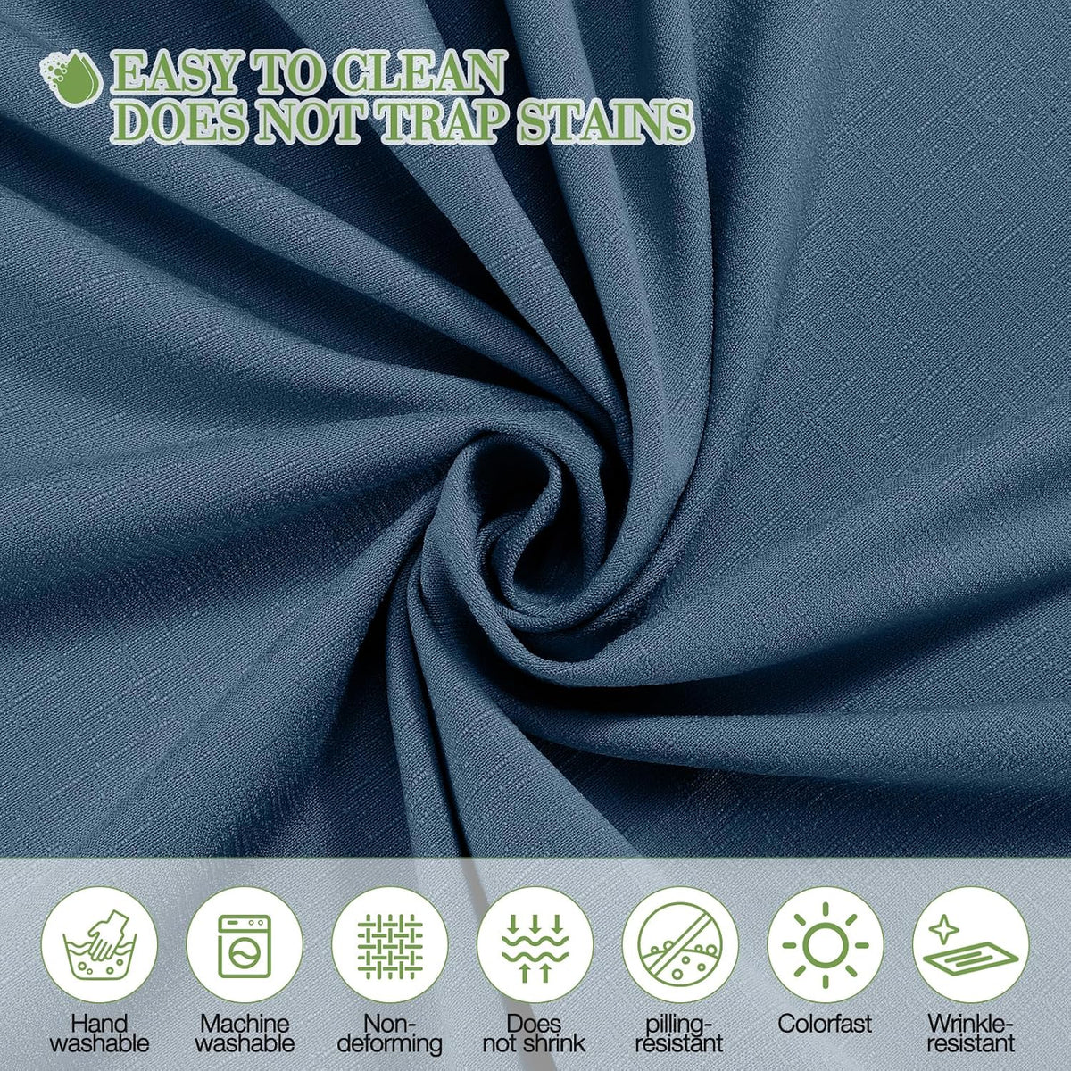Heavy-Duty Faux Linen Tablecloth Rectangular 60 x 84in Navy Blue