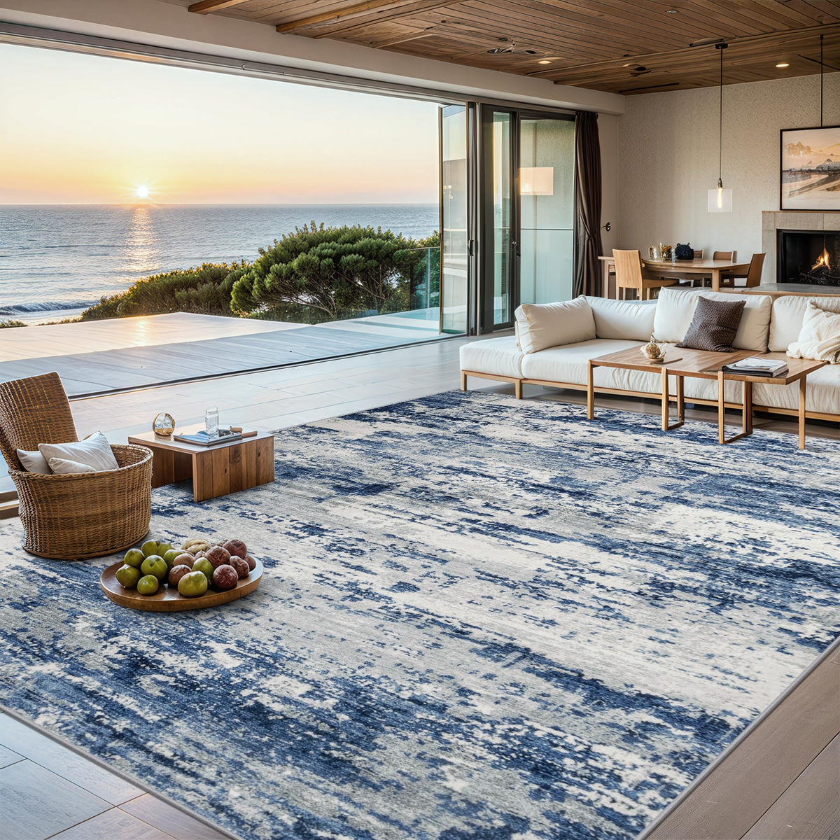 PLHXFR 8x10 Area Rug Living Room: Modern Abstract Washable Carpet Multi