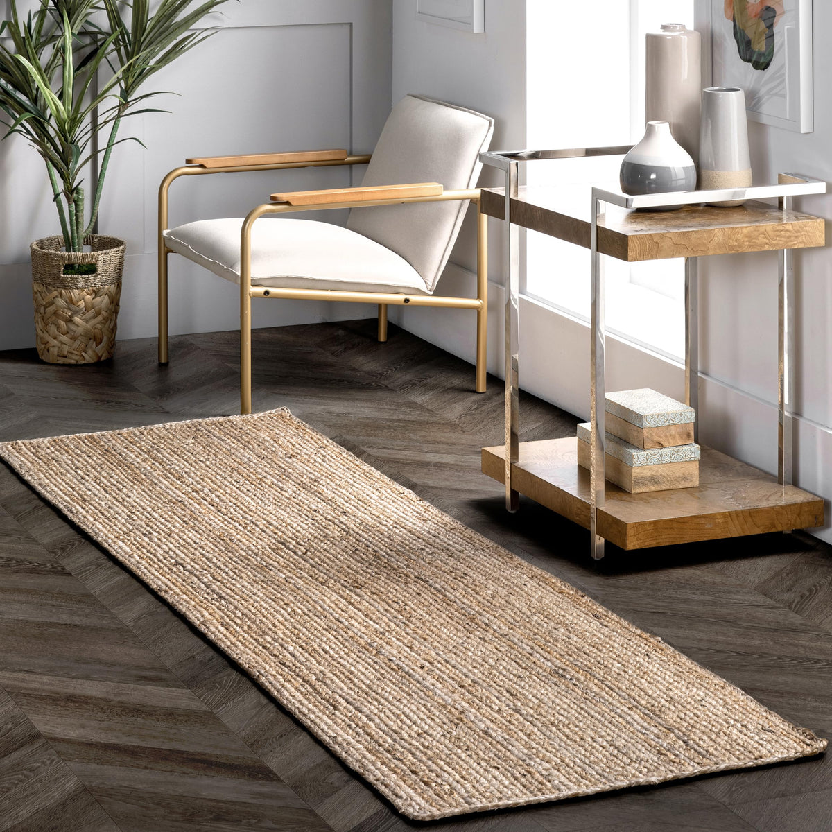 nuLOOM Rigo Natural Solid Flatweave Area Rug, 5' x 8'