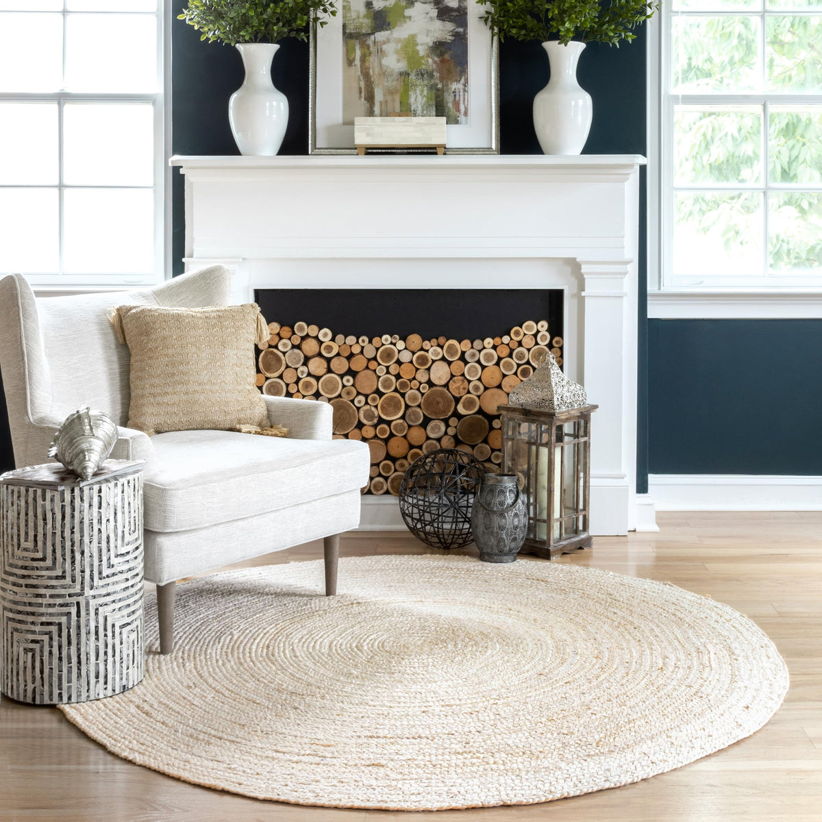 nuLOOM Rigo Natural Solid Flatweave Area Rug, 5' x 8'