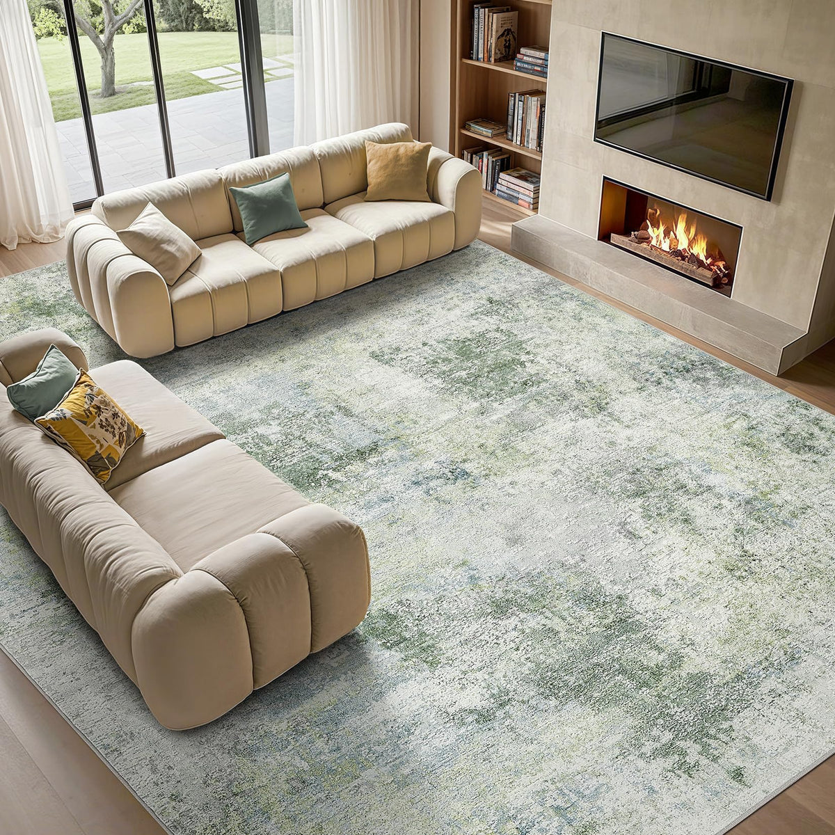 Tortania Area Rug Living Room Rugs - 5x7 Washable Large Soft Neutral Boho Moroccan Bohemian Farmhouse Rug Indoor Floor Carpet for Bedroom Under Dining Table Home Office Decor - Cream Brown
