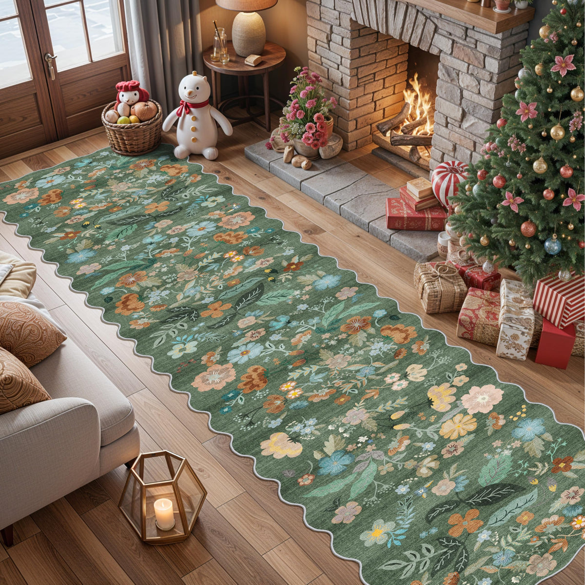 Hallway Washable Runner Rug - 2x10 Kitchen Rugs Entryway Rug Runner Vintage Soft Floor Mat Non Slip Indoor Farmhouse Carpet for Bathroom Living Room Bedroom (2 X 10, Beige)
