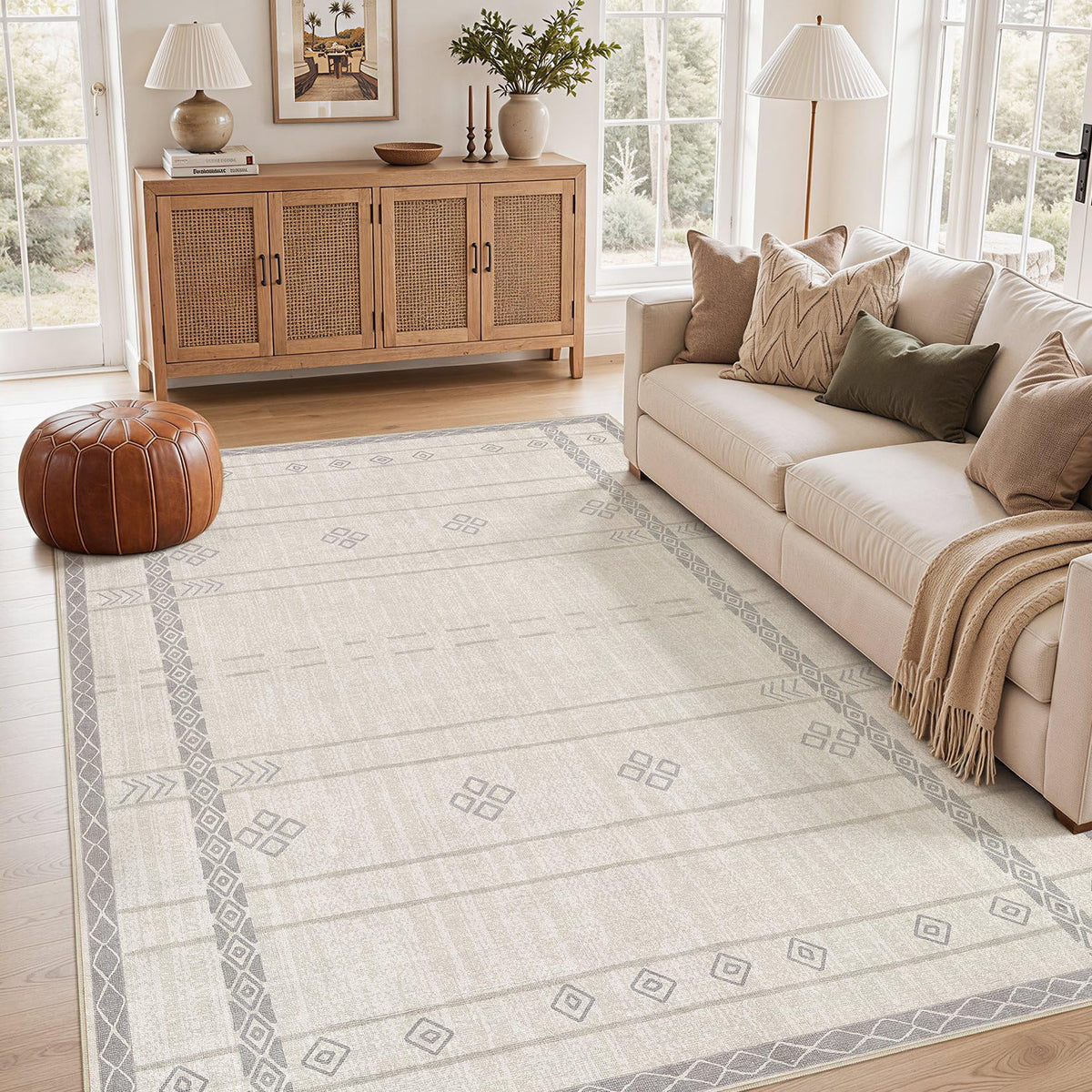 cotiled Boho 5x7 Area Rugs for Living Room: Soft Moroccan Washable Rug