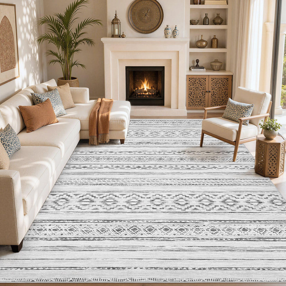 cotiled Boho 5x7 Area Rugs for Living Room: Soft Moroccan Washable Rug