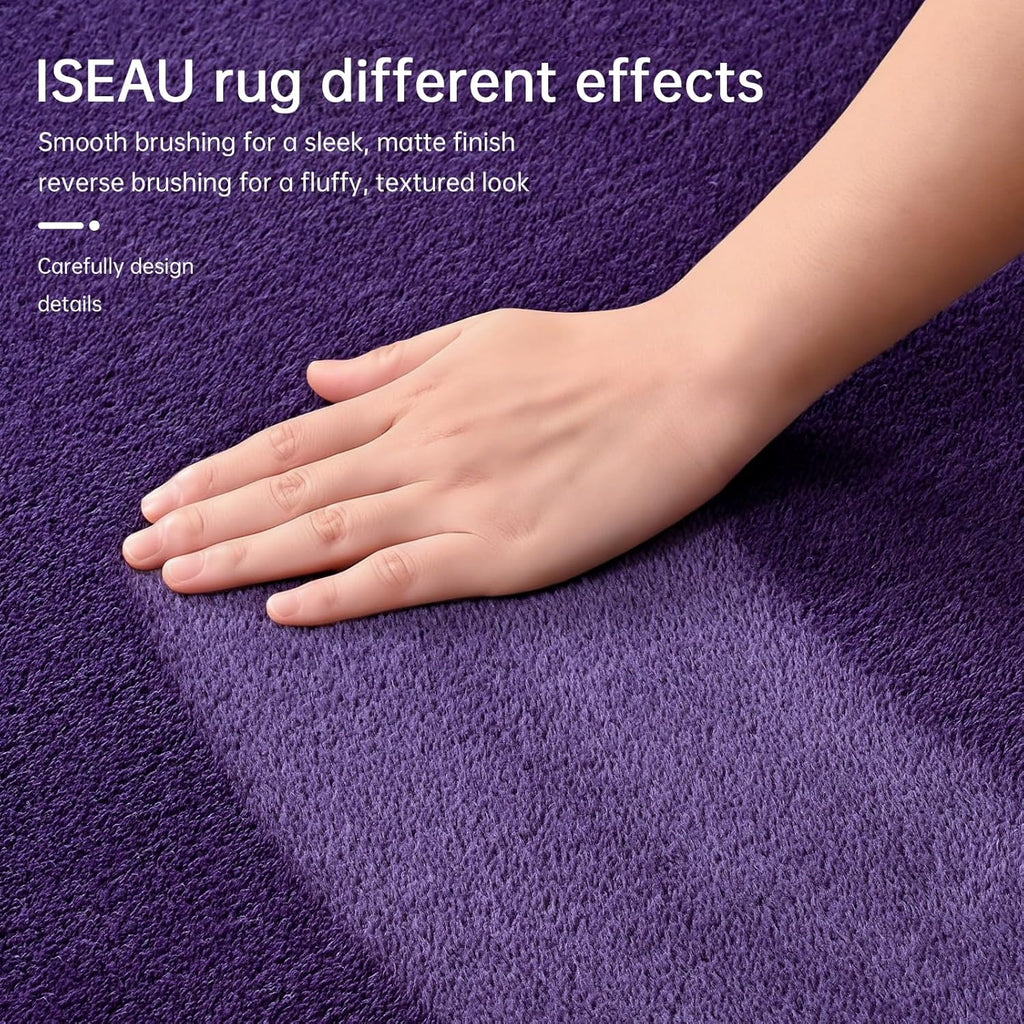 ISEAU 4x6 Soft Area Rug for Bedroom, Washable and Non-Slip, Purple
