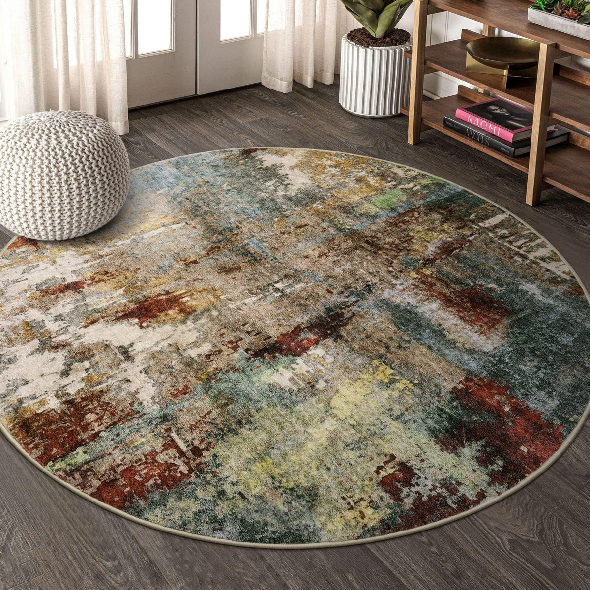 Lahome Modern Abstract Washable 5x7 Area Rugs for Living Room, Colorful Soft Bedroom Rug Low Pile Non Slip,Stain Resistance Dining Room Carpet for Nursery Office Entrance Home Office Decor