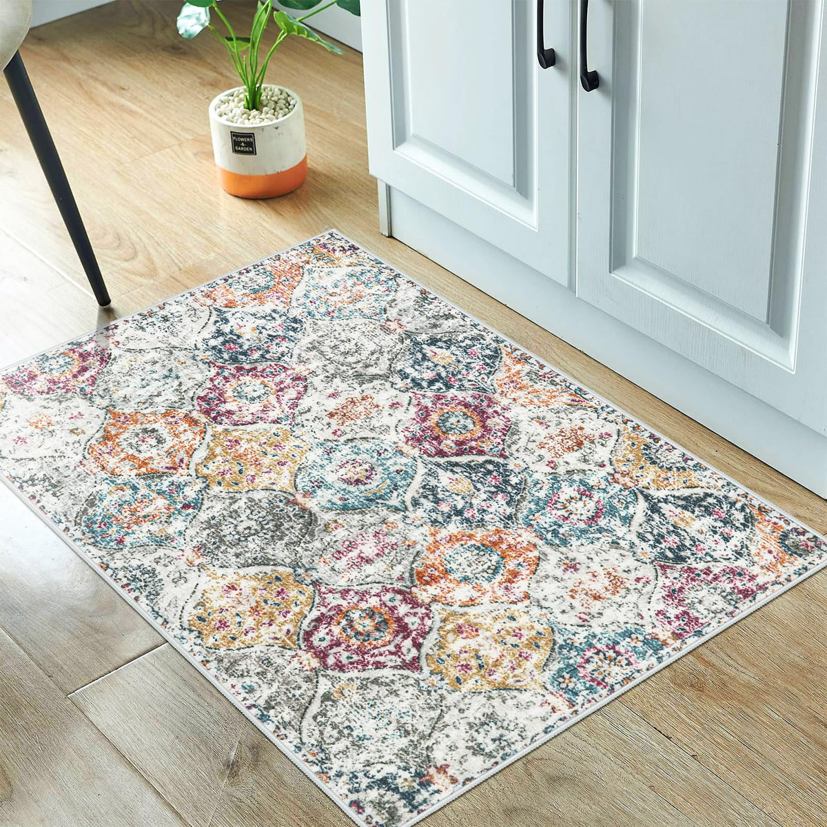 Lahome Moroccan Machine Washable Rugs for Living Room, 4x6 Rug for Bedroom