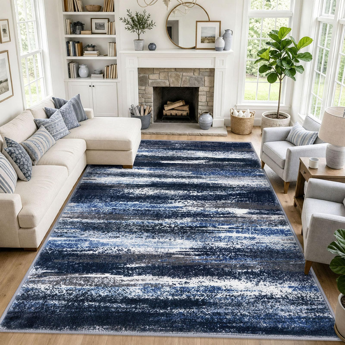 Lansny Abstract 2x3 Area Rug Small Washable Entryway Rug Non Slip Door Mat