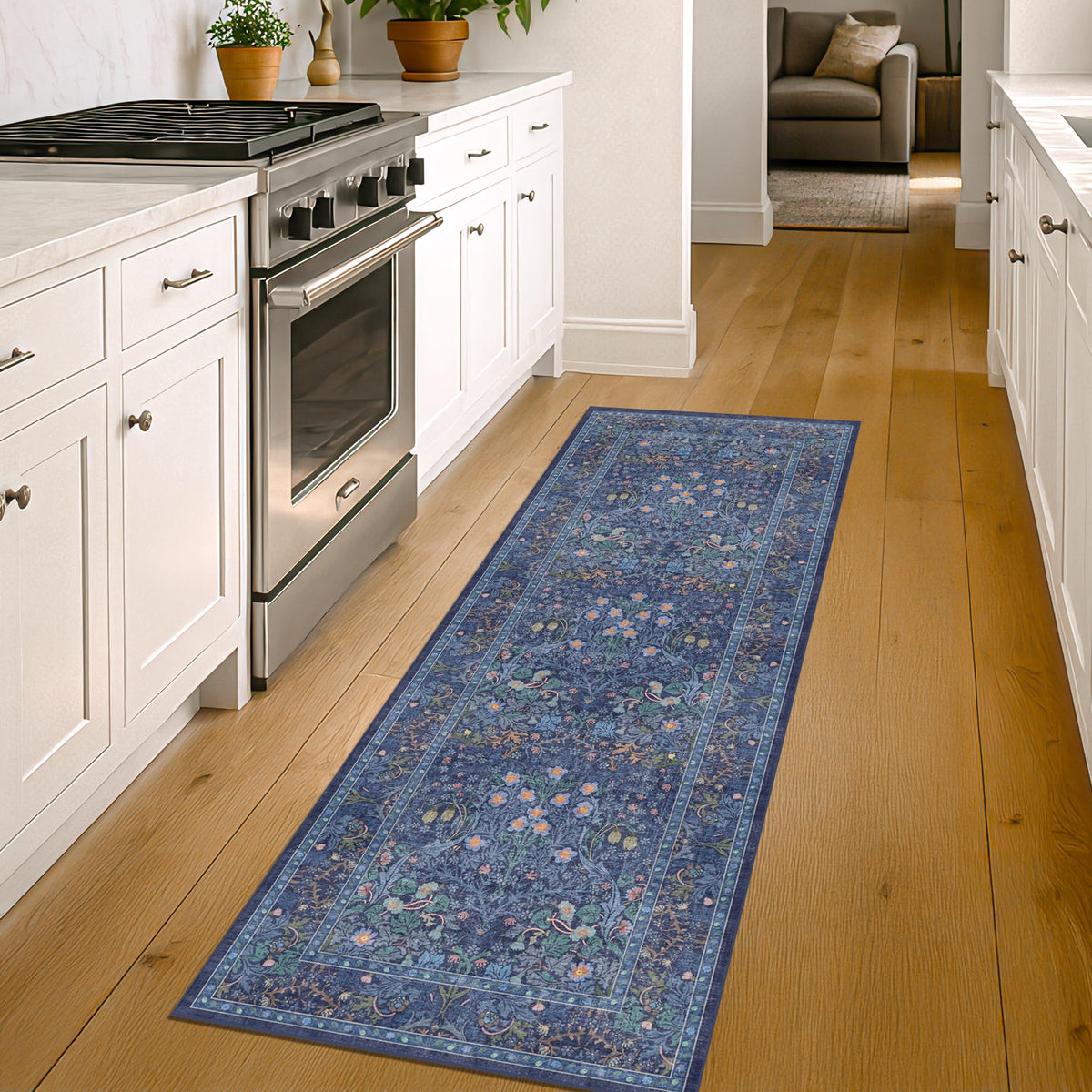 Vintage Floral Dark Green 3x5 Area Rugs for Entryway, Kitchen, Bedroom Beside Rug, Laundry Room, Non-Slip Low Pile Ultra Soft Stain Resistant Small Carpet