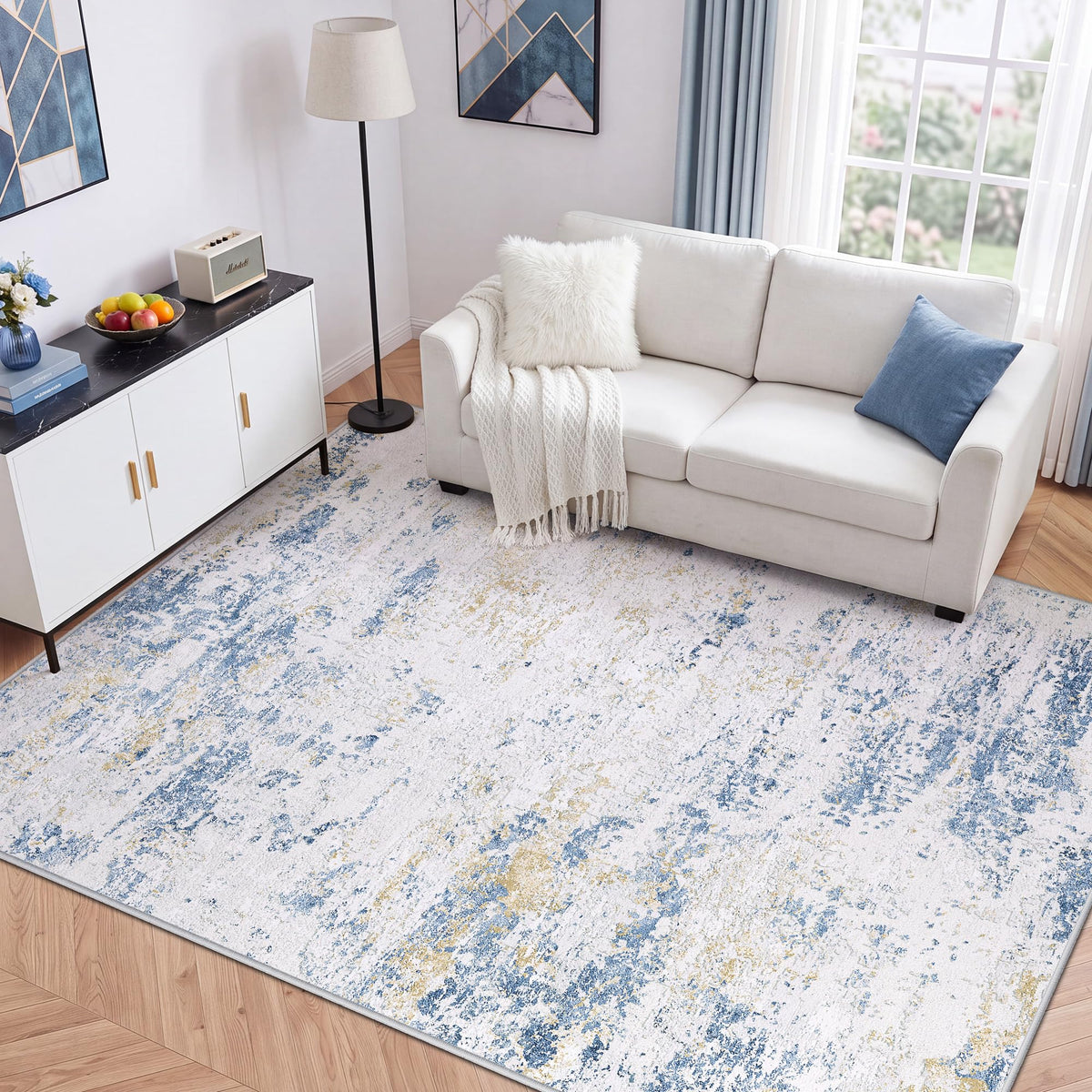 LIVELYGLOW 5x7 Washable Vintage Area Rug, Bedroom Dorm Rug