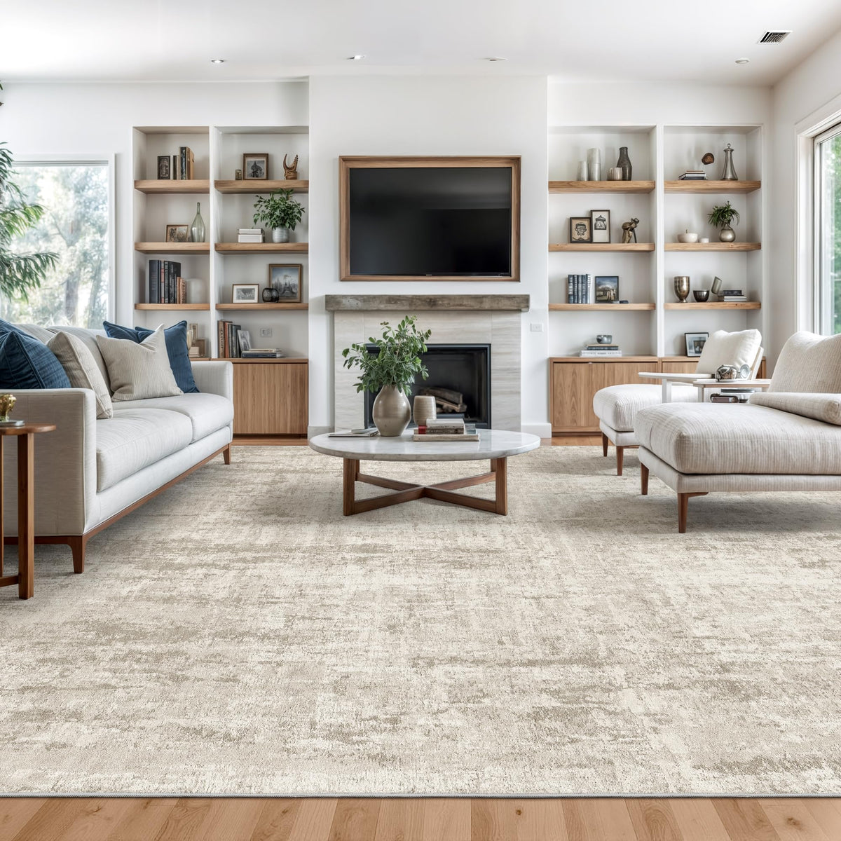 Valenrug Washable Rugs 5x7, Non Slip Large Area Rugs for Living Room, Beige