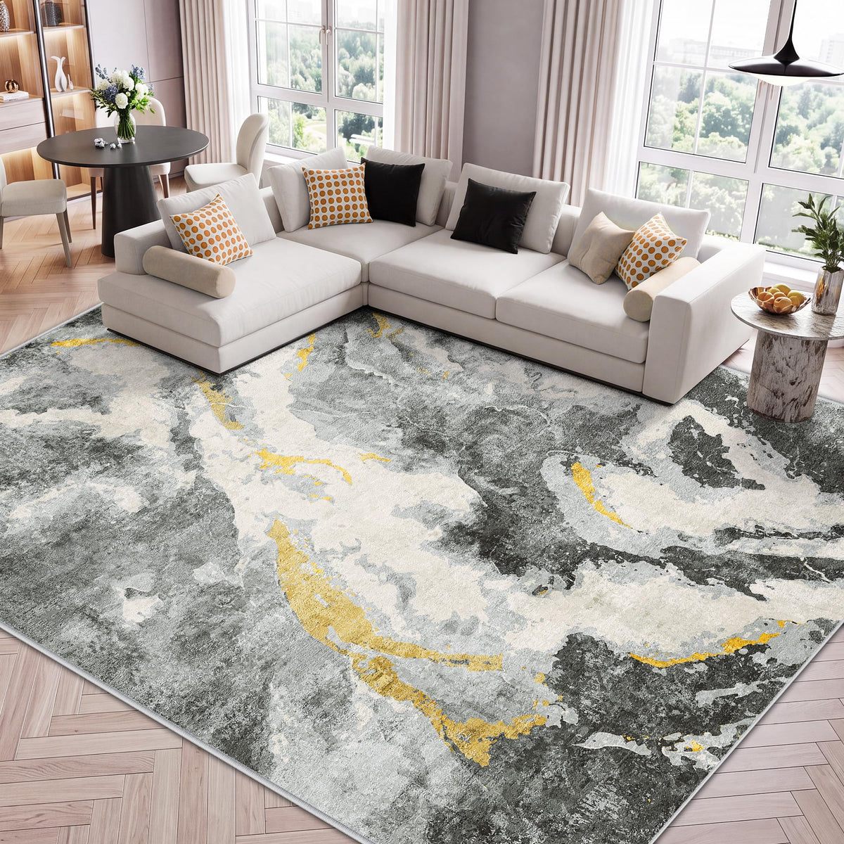 LIVELYGLOW 5x7 Washable Vintage Area Rug, Bedroom Dorm Rug