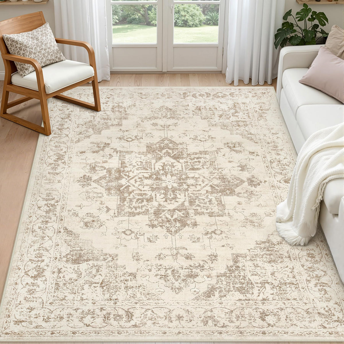 8x10 Area Rugs Living Room: Bedroom Neutral Washable Carpet Beige