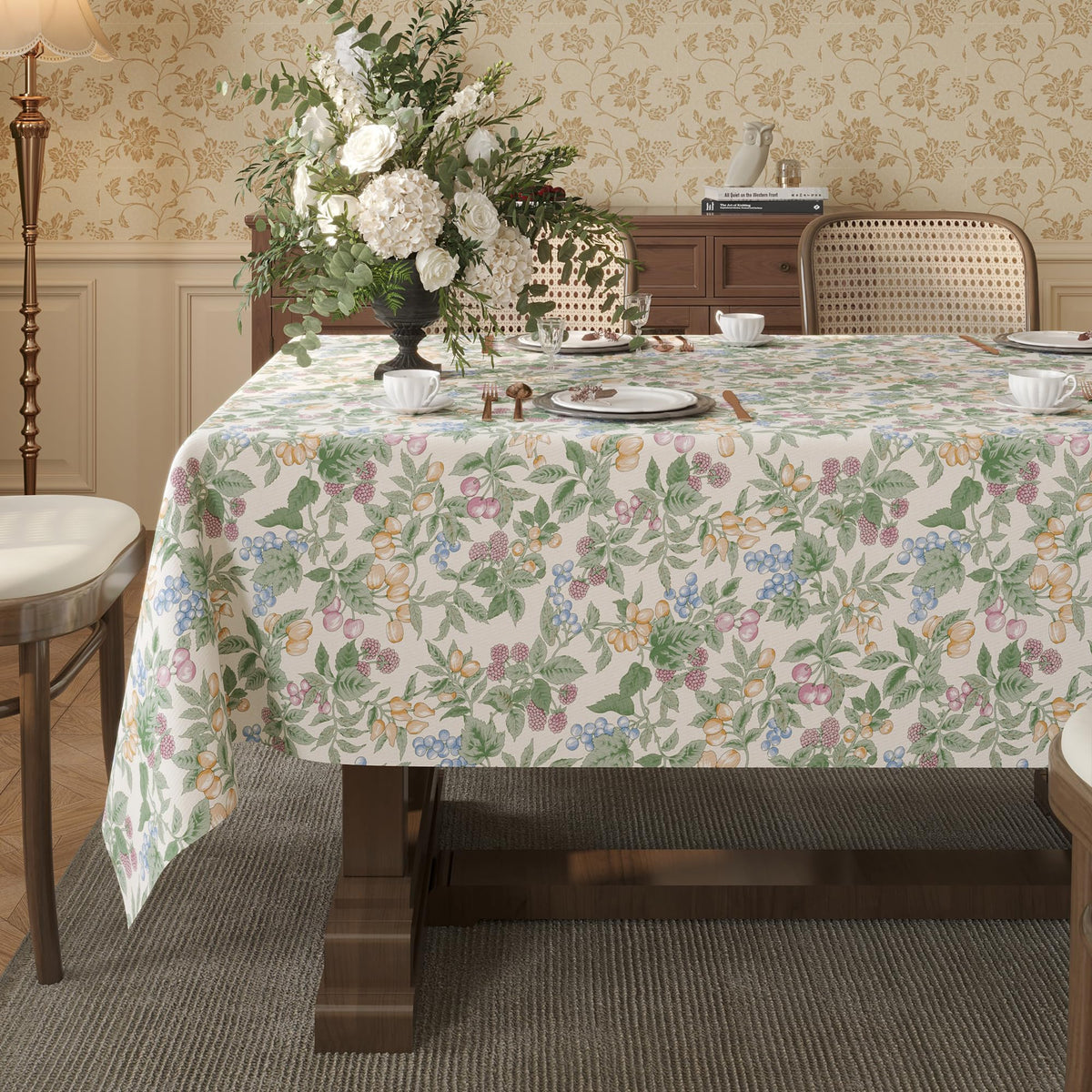 Rectangle Table Cloth,100% Waterproof Tablecloth Oil Proof Spill Proof Vinyl Table Cloth, Wipe Clean Plastic Table Cover for Dining, Camping, Indoor and Outdoor 52" x 70",Leaves